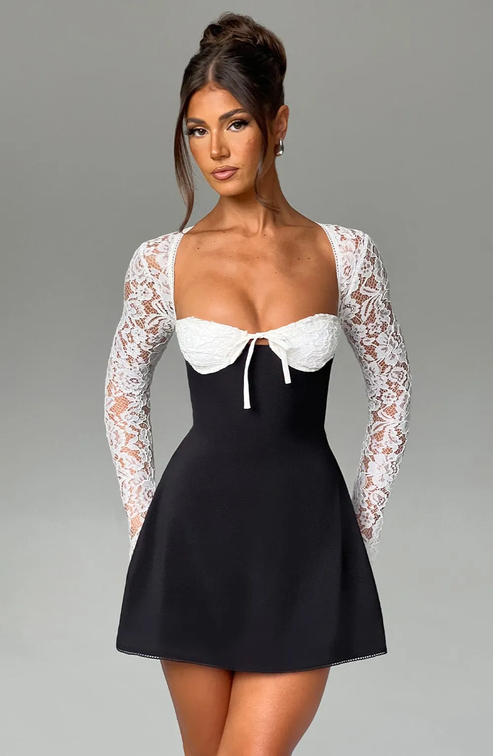Twilight Temptation Mini Dress - Black/White