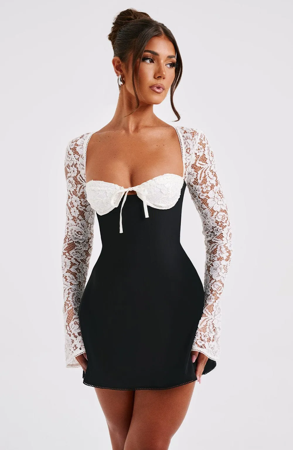 Twilight Temptation Mini Dress - Black/White