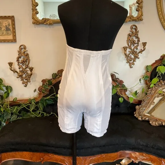 Vintage Rago Extra Firm Zippered High Waist Long Leg Shaper Size 32 White