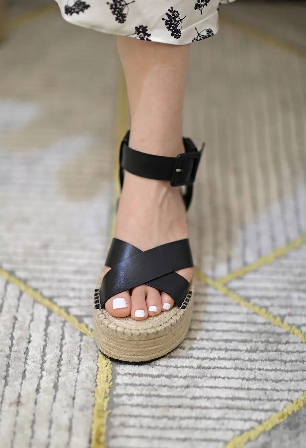 Wedge Sandals Leather Summer Platform Hemp Espadrilles Sandals
