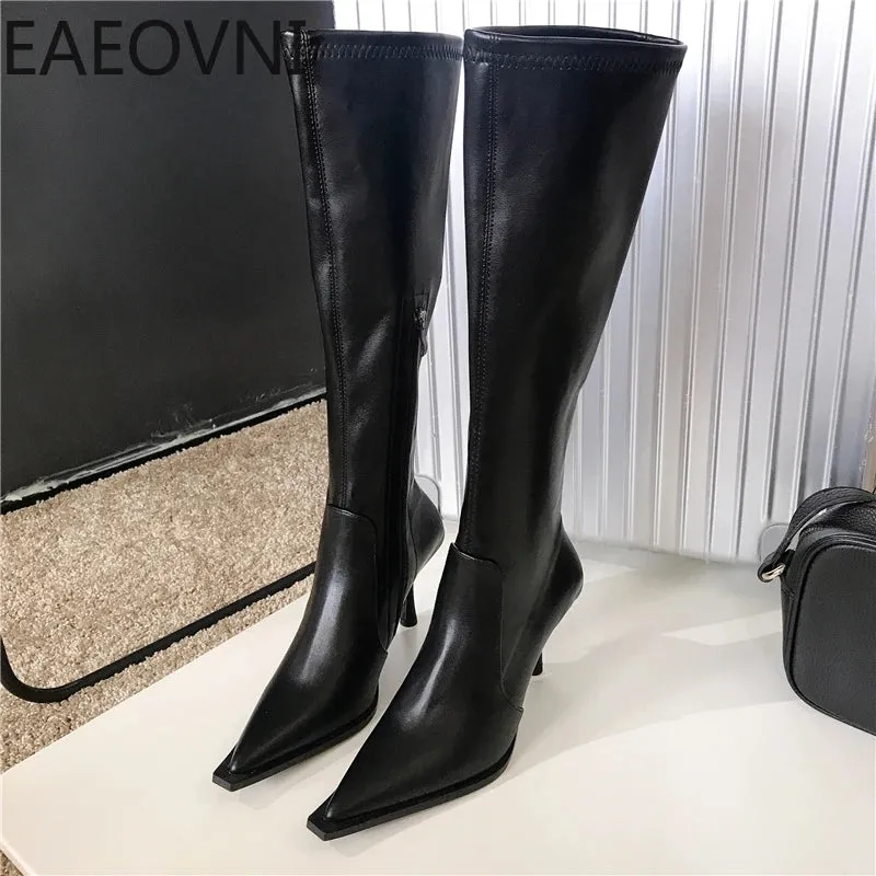 Winter High Boots For Women Fashion Street Style Pointed Toe Long Boots Female High Heel Women's Footwear