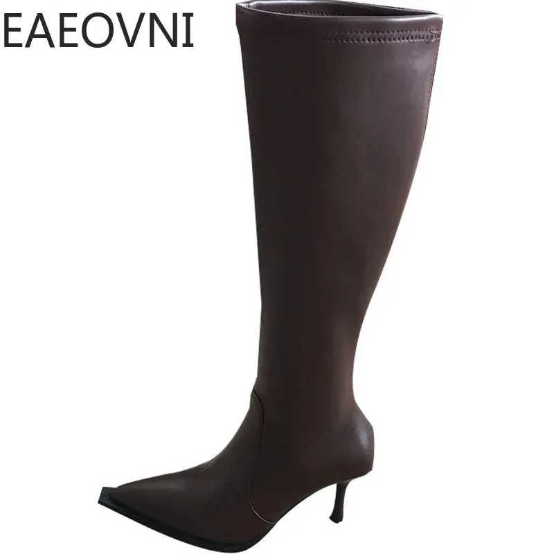 Winter High Boots For Women Fashion Street Style Pointed Toe Long Boots Female High Heel Women's Footwear