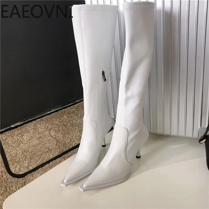 Winter High Boots For Women Fashion Street Style Pointed Toe Long Boots Female High Heel Women's Footwear