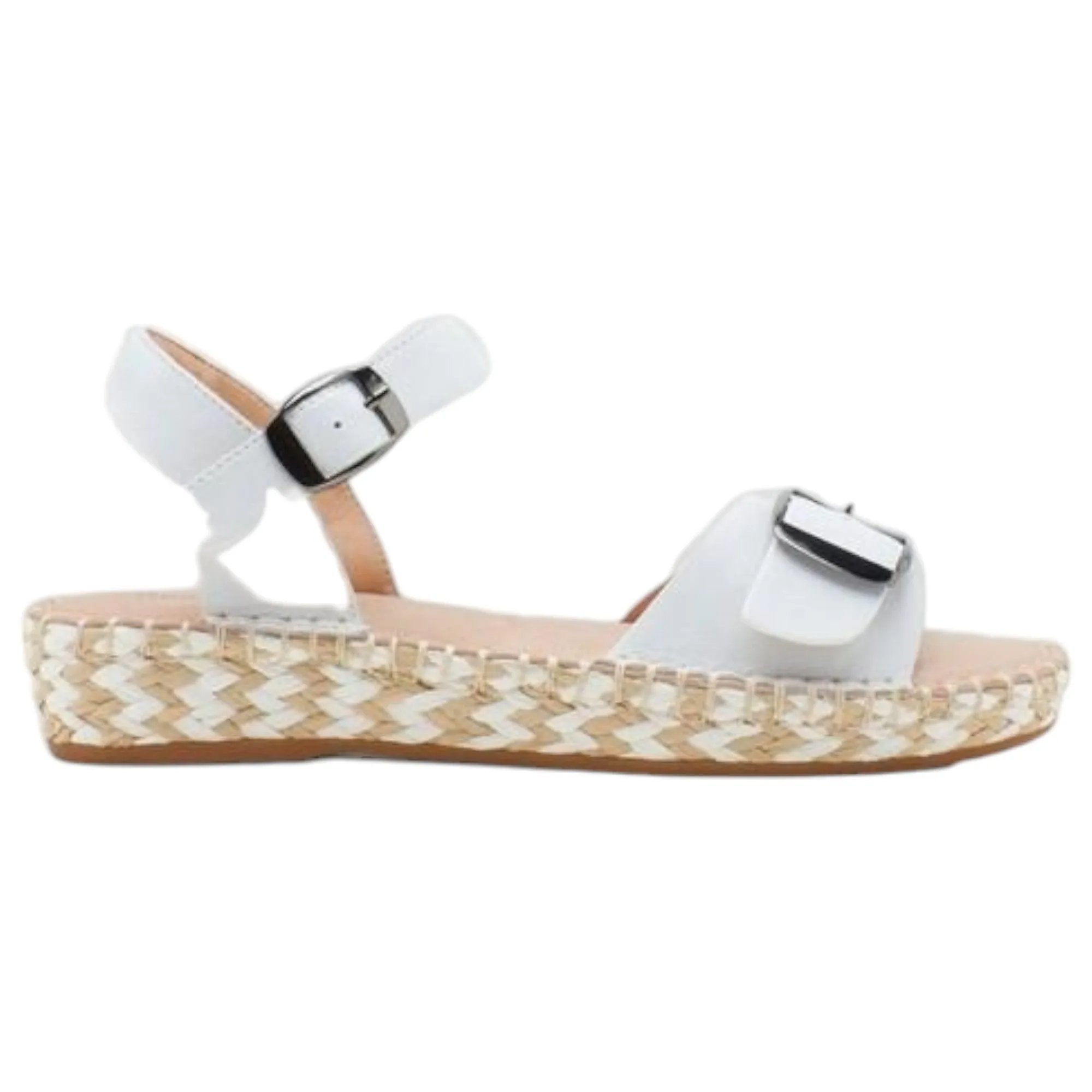 Womens Hush Puppies Basha White Leather Sandals Shoes