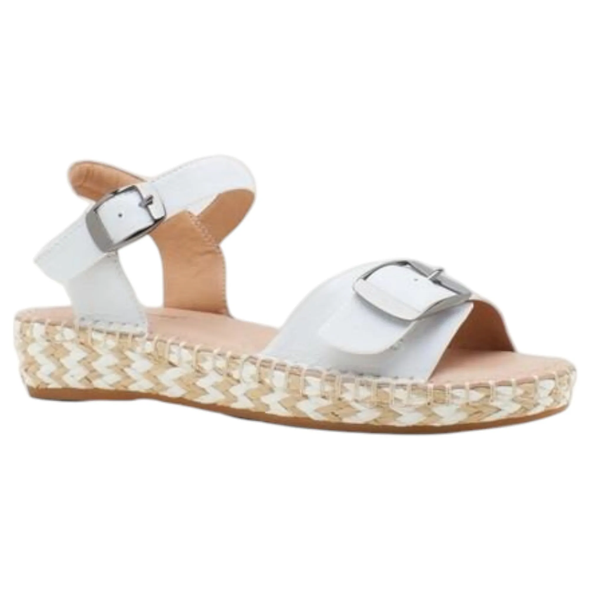 Womens Hush Puppies Basha White Leather Sandals Shoes