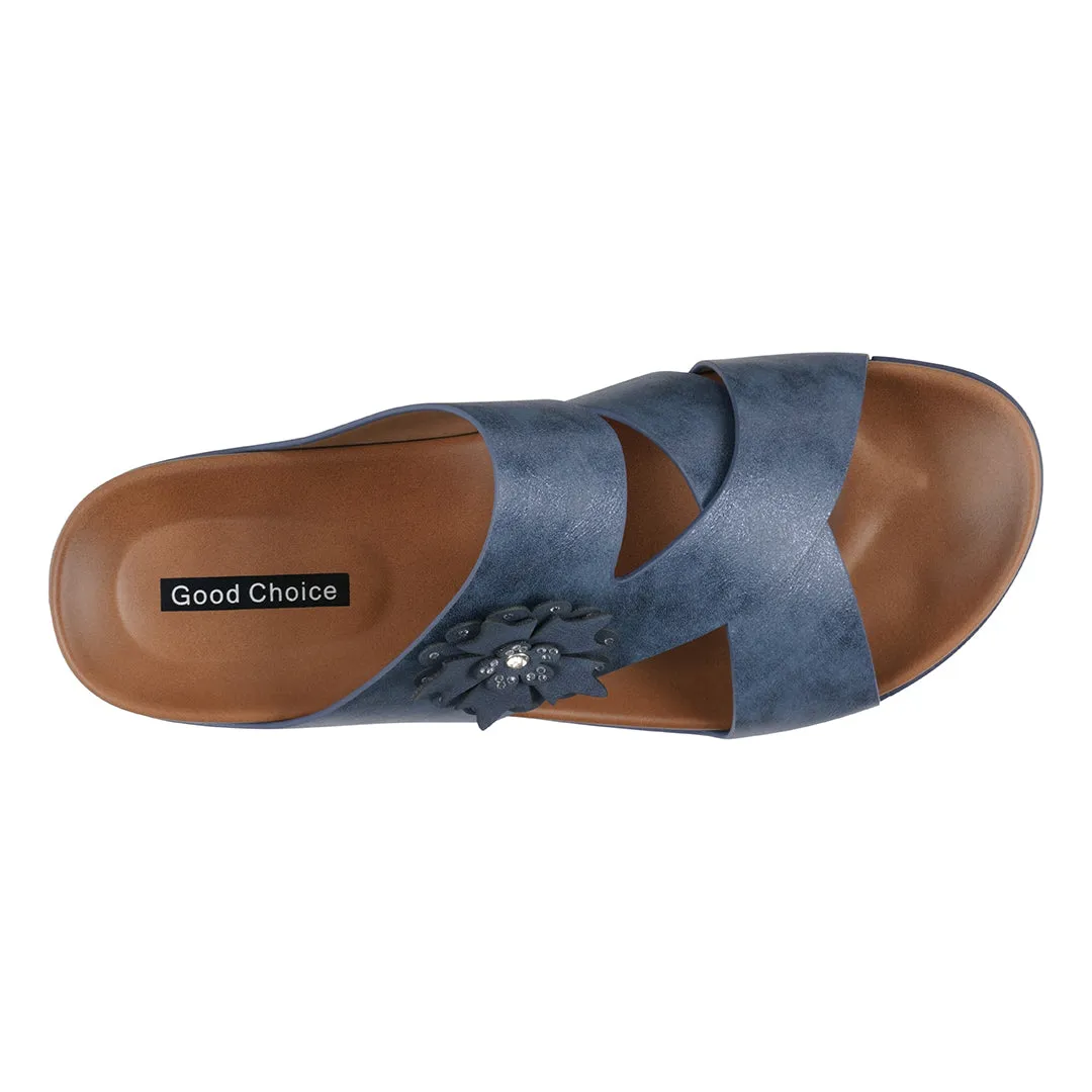 Women's Nessie Blue Flower Comfort Sandals
