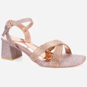 Womens "TANIT" Glittery Crossover Strap Sandals