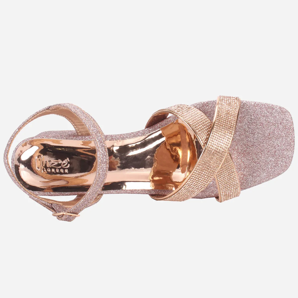 Womens "TANIT" Glittery Crossover Strap Sandals