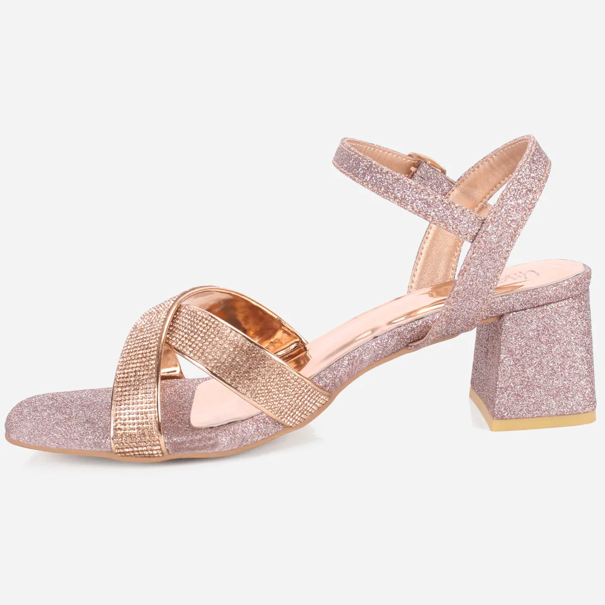 Womens "TANIT" Glittery Crossover Strap Sandals