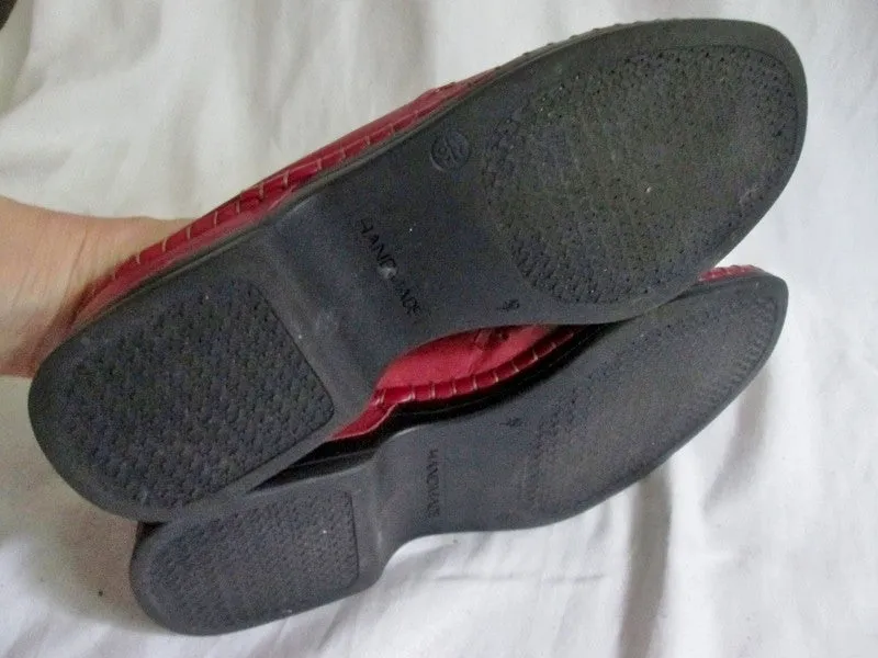 Womens SPRING STEP HANDMADE Leather Clog Shoe Slip-On Loafer Mule RED 40 / 8.5 Woven